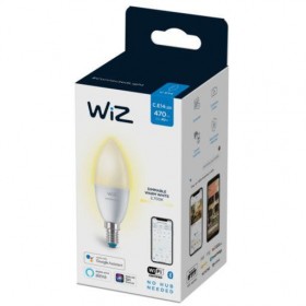 Bec LED inteligent WiZ Connected Dimmable C37, Wi-Fi, E14, 4.9W (40W) ,470 lm, lumina calda (2700K), dimabil, compatibil Google 