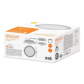 Spot LED incastrat Ledvance DOWNLIGHT ALU, 25W, 2250 lm, lumina calda (3000K), IP44/IP20, 215x61mm, aluminiu, Alb