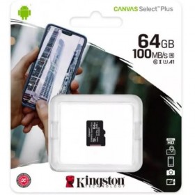 Card de Memorie MicroSDXC Kingston, 64GB, Select Plus, Clasa 10 UHS-I Performance, R: 100 MB/s
