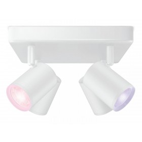 Spot LED RGB WiZ Imageo SQ, Wi-Fi, Bluetooth, control vocal, 4xGU10, 4x5W, 1380 lm, lumina alba si color (2200-6500K), IP20, 12.