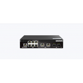 Switch QNAP M2106R CPU Marvell 98DX2528, 6 porturi 2.5Gbps, 2 porturi 10Gbps SFP+, 2 porturi 10GbE RJ45, rackabil, web-managed, 