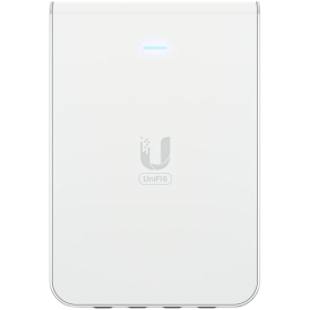 UniFi6 In-Wall. Wall-mounted WiFi 6 access point with a built-in PoE switch.