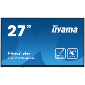 IIYAMA Monitor LED T2755QSC-B1  27” Optical Bonded PCAP 10pt IPS Edge to edge glass 2560 x 1440 @75Hz 400 cd/m² HDMI DP USB Hub 