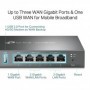"Omada Gigabit VPN Router PORT: 1× Gigabit RJ45 WAN Port, 2× Gigabit RJ45 WAN/LAN Ports, 2× Gigabit RJ45 LAN Ports, 1× USB 2.0 P
