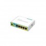ROUTER MIKROTIK RB750UPR2, hEX PoE lite, 5xLAN Fast Ethernet (four withPoE out), USB, 64MB RAM, RouterOS L4,plastic case and PSU