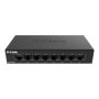 D-Link Switch DGS-108GL, 8 porturi Gigabit, Capacity 16Gbps, desktop, faramanagement, metal, negru, fara ventilator, D-link Gree