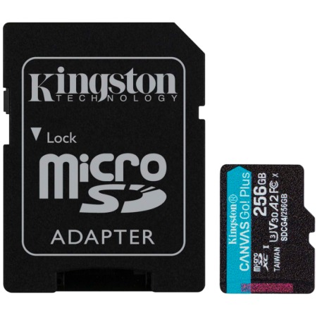 KINGSTON 256GB microSDXC Canvas Go Plus Gen4 200MB/s A2 U3 V30 Card + Adapter