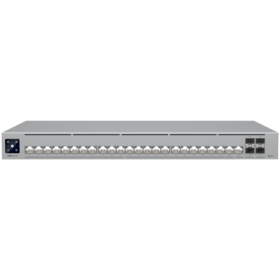 Ubiquiti Layer 3 Etherlighting switch USW-PRO-HD-24-EU, (22) 2.5 GbE, (2) 10 GbE ports, (4) 10G SFP+ ports. DC power backup read