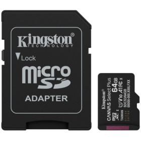 Kingston 64GB microSDXC Canvas Select Plus Gen3 100MB/s A1 Card + Adapter