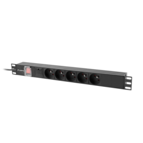 Unitate distributie alimentare PDU 19", 1U, 10A, 5 prize , negru, C14