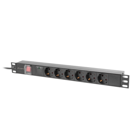 Unitate distributie alimentare PDU 19", 1U, 16A, 6 prize , negru