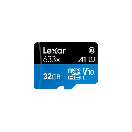 LEXAR 32GB High-Performance 633x microSDHC UHS-I, up to 100MB/s read 20MB/s write C10 A1 V10 U1, Global EAN: 843367119660