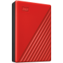 HDD Extern WD My Passport 4TB, 256-bit AES hardware encryption, Backup Software, Slim, USB 3.2 Gen 1 Type-A up to 5 Gb/s, Red