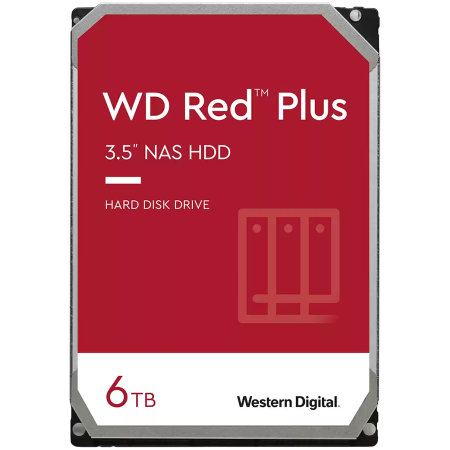 HDD NAS WD Red Plus 6TB CMR, 3.5'', 256MB, 5400 RPM, SATA 6Gbps, TBW: 180