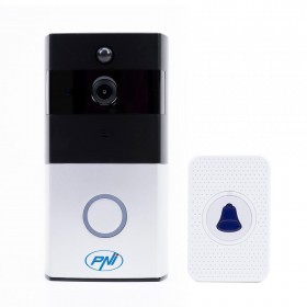 Interfon video inteligent PNI SafeHome PT710B WiFi HD, P2P, acumulator si Sonerie 36 melodii inclusa, aplicatie dedicata Tuya Sm