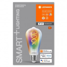 Bec LED RGB inteligent Ledvance SMART+ WiFi Filament Edison, E27, 4.8W (40W), 470 lm, lumina alba si color (2700-6500K)