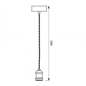 Pendul Vivalux RETRO Antique Brass, E27, max. 60W, textil/Metal, IP20, Ø100mm, cablu dublu Auriu 1m, bec neinclus