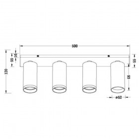 Spot Cvadruplu Vivalux LINIAR WHITE LUX, 4xGU10, max. 4x35W, IP20 ,500x55x120mm, Alb, becuri neincluse