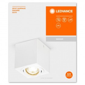 Spot Ledvance Surface Square, 1xGU10, max. 7W, IP20, 8x9.5cm, montaj aplicat, Alb