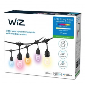 Ghirlanda inteligenta LED RGB pentru exterior Philips WIZ, 12 becuri ,12W, 100-240V, 120 lm, lumina alba si color (2200-6500K), 