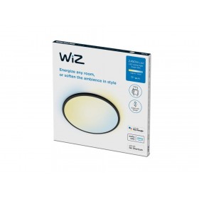 Plafoniera LED WiZ SuperSlim, Wi-Fi, control vocal, 22W, 2450 lm, lumina alba (2700-6500K), IP20, 43cm, Negru