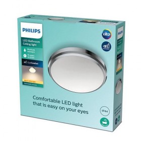 Plafoniera LED Philips Doris CL257, 6W, 600 lm, lumina calda (2700K), IP44, 22cm, Metal/Plastic, Crom