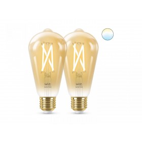 2 Becuri LED inteligente vintage (decorative) WiZ Connected Filament Gold ST64, Wi-Fi, E27, 6.7W (50W), 640 lm, lumina alba (200