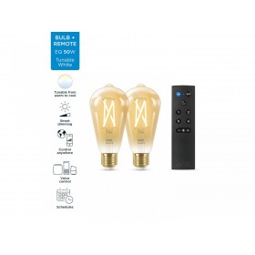 Pachet 2 Becuri LED inteligente vintage (decorative) WiZ Connected Filament Gold ST64, Wi-Fi, E27, 7W (50W), 640 lm, lumina alba