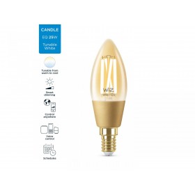 Bec LED inteligent vintage (decorativ) WiZ Connected Filament Gold C35 ,Wi-Fi, E14, 4.9W (25W), 370 lm, lumina alba (2000-5000K)